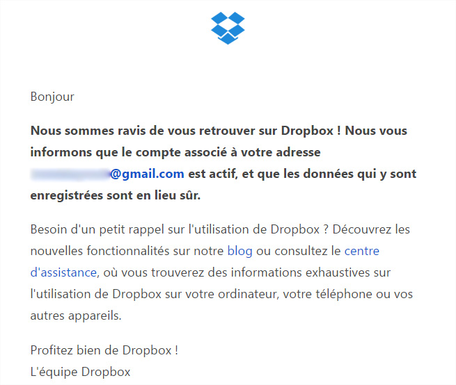 Dropbox confirmation Dropbox confirmation