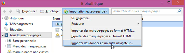 Firefox Importer favoris Firefox Importer favoris