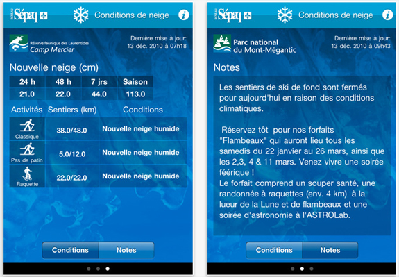 Application Sépaq Application Sépaq