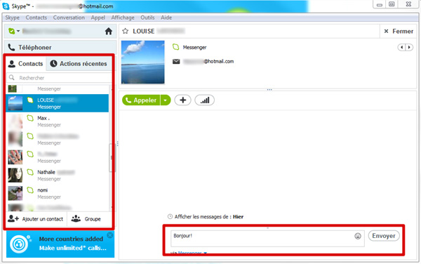 Skype envoyer message Skype envoyer message