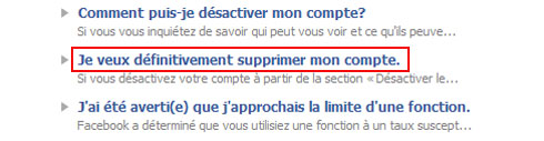 Supprimer compte d&eacute;finitivement
