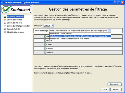 Contr&ocirc;le parental Xooloo