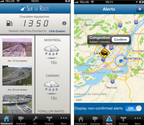 Application Sur la route Application Sur la route