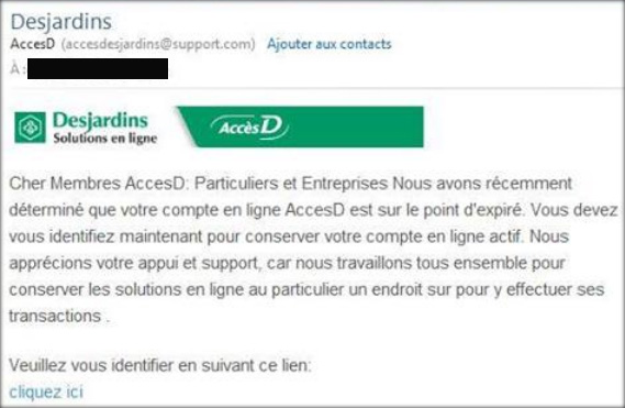 Faux courriel AccèsD Faux courriel AccèsD