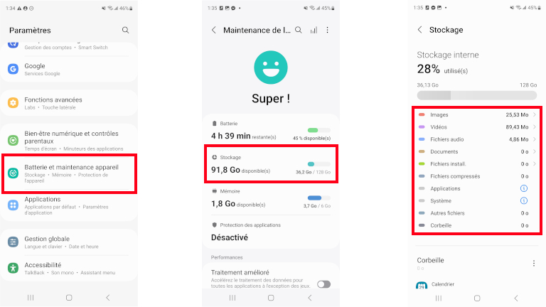Voici comment voir et gérer l'espace de stockage sur un téléphone Samsung. Gérer espace de stockage téléphone Samsung