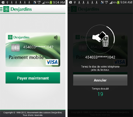 Application paiement mobile Desjardins