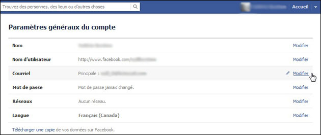 Paramètres du compte Paramètres du compte