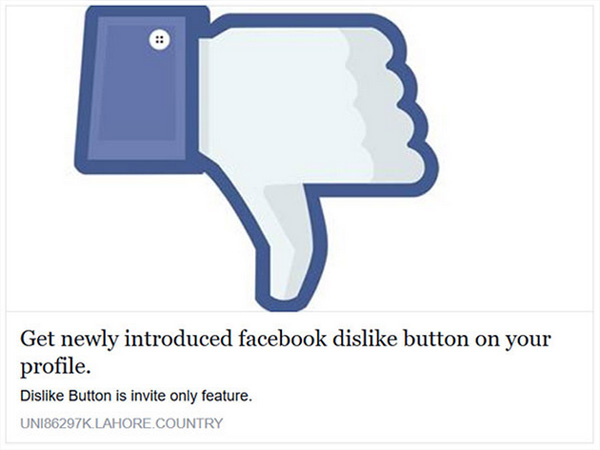 Scam bouton Je n'aime pas Facebook Scam bouton Je n'aime pas Facebook