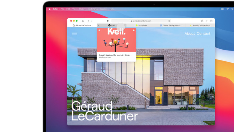 En plaçant son curseur sur un onglet de Safari, nous aurons un aperçu du site web. macOS Safari onglet prévisualisation