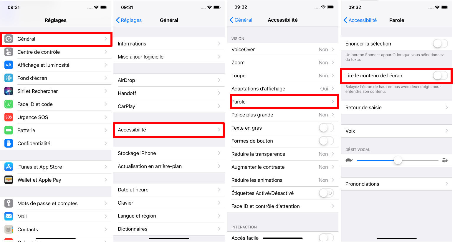 Comment activer la fonction Lire le contenu à l'écran iPhone Apple