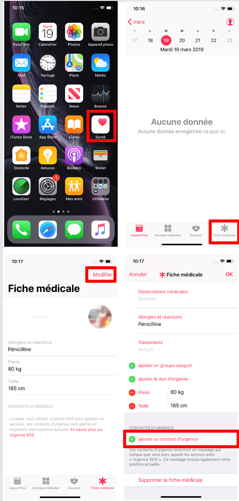 Voici comment ajouter des contacts d'urgence sur iPhone. Ajouter contacts urgence Appel d'urgence iPhone Apple
