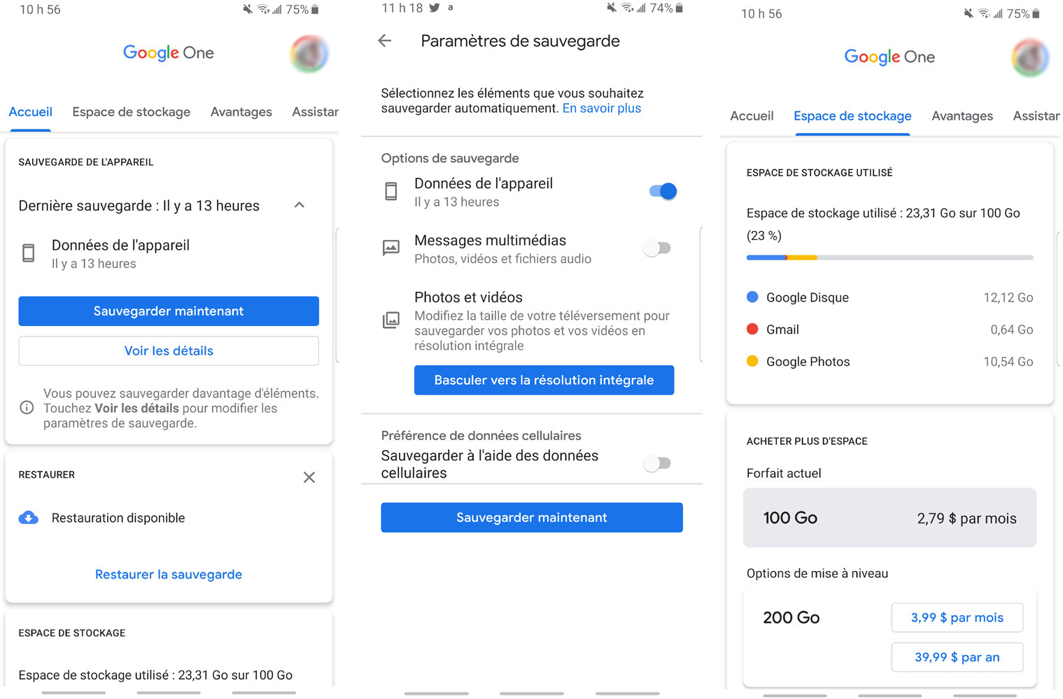 L’application Google One nous permet à présent de sauvegarder notre téléphone. Google One application sauvegarde téléphone intelligent tablette Android