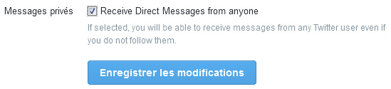 Messages privés Twitter Messages privés Twitter