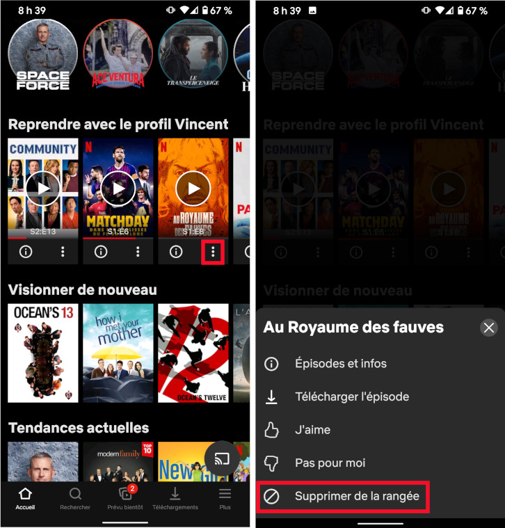 Voici comment retirer un contenu de sa liste à reprendre sur Netflix. Netflix comment retirer film émissions liste reprendre