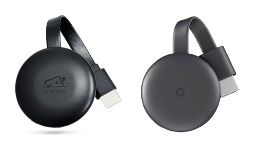 À gauche un TVBuddy Caster, à droite un Chromecast. Du gros copié-collé. TVBuddy Caster Chromecast