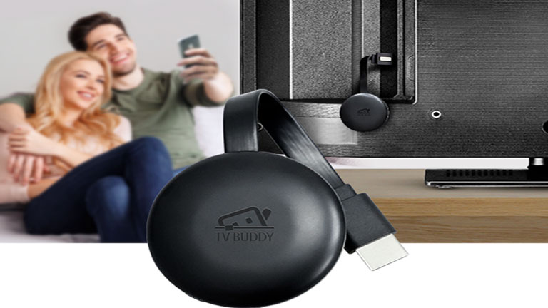 Le TVBuddy Caster prétend être meilleur que le Chromcast pour la télévision. TVBuddy Caster télévision contenu web