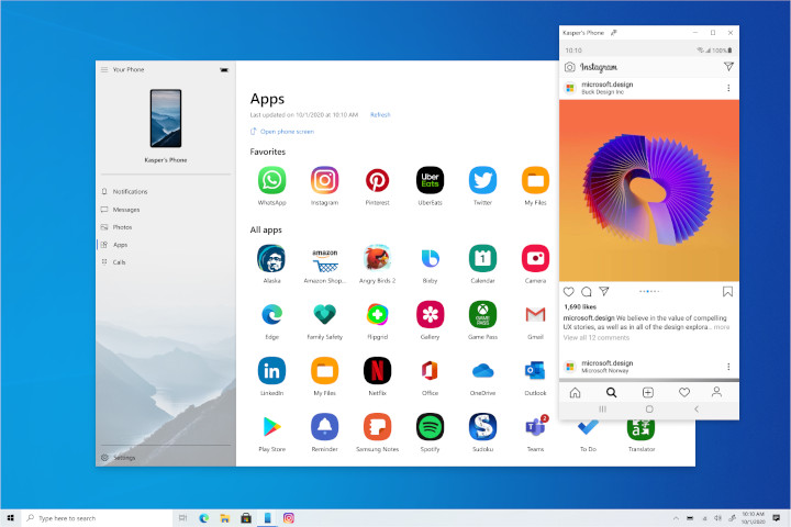 L’application Votre Téléphone sur Windows permettra d’utiliser toutes nos apps de notre téléphone Samsung. Application Votre Téléphone appareil Samsung applications Windows 10 ordinateur
