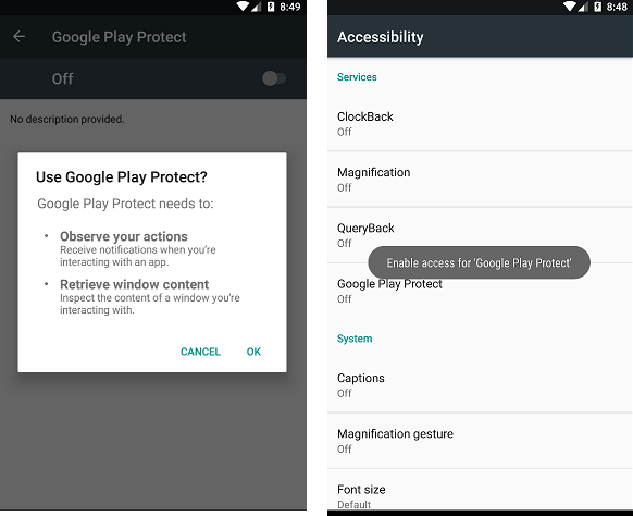 Anubis cherche à avoir accès à notre téléphone sous Google Play Protect Anubis malware Google Play Protect