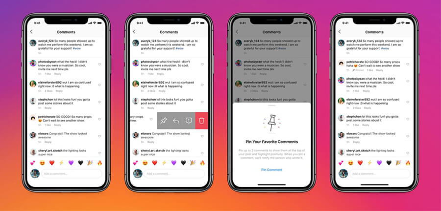 On pourra bientôt épingler les commentaires positifs tout en haut de la section. Crédit: Instagram. épingler commentaires positifs instagram