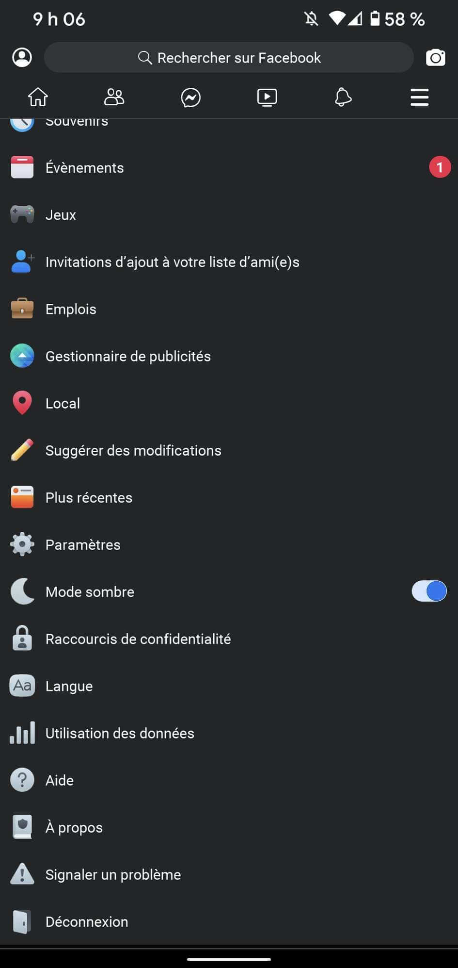 facebook lite dark mode