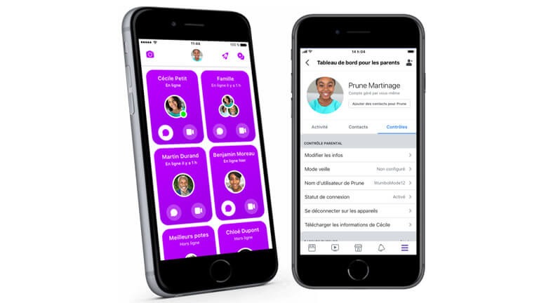 Les adultes ont accès à un tableau de bord pour surveiller l’utilisation de leurs enfants. facebook messenger kids contrôle parental tableau bord