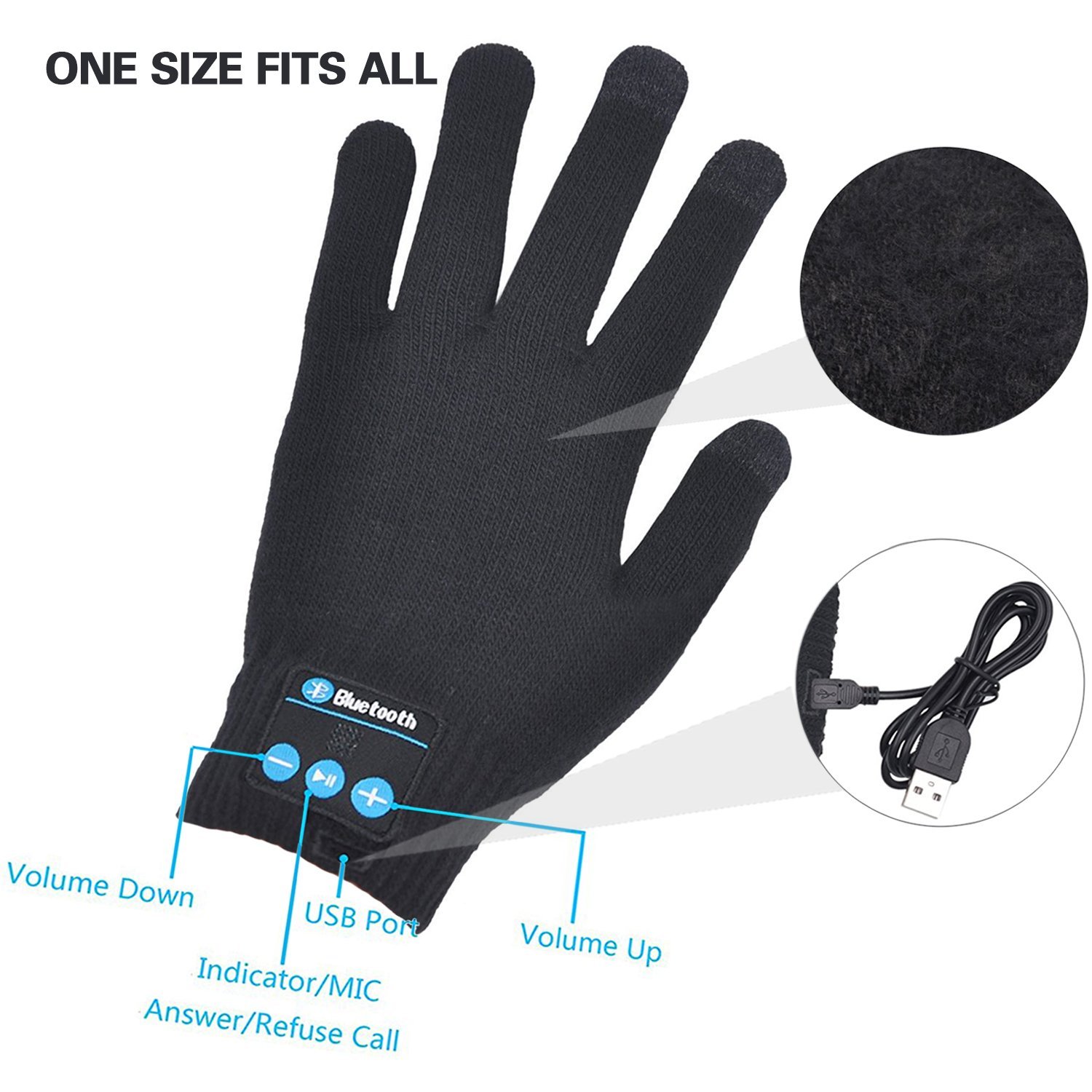 gants-bluetooth-sans-fil-telephone-froid-hiver-controle Vous pouvez directement contrôler votre téléphone sur vos gants Bluetooth Hanpure