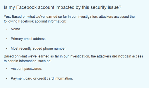 Voici le message qui s'affiche si l'on a été touché par la faille. Message Facebook compte piraté