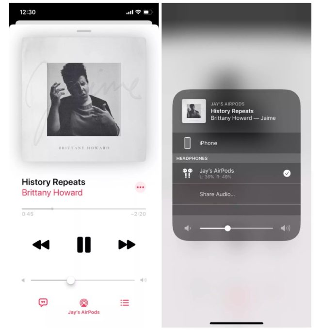 Les étapes pour partager l’audio sont très simples. partage contenu audio airpods beats ios13 apple iphone ipad