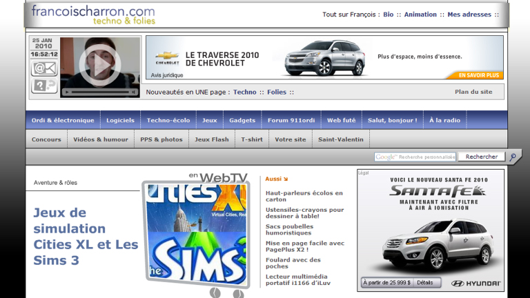 Vous ne serez pas surpris de constater qu’en 15 ans, mon site a connu toutes sortes de transformations! vieille interface francoischarron.com