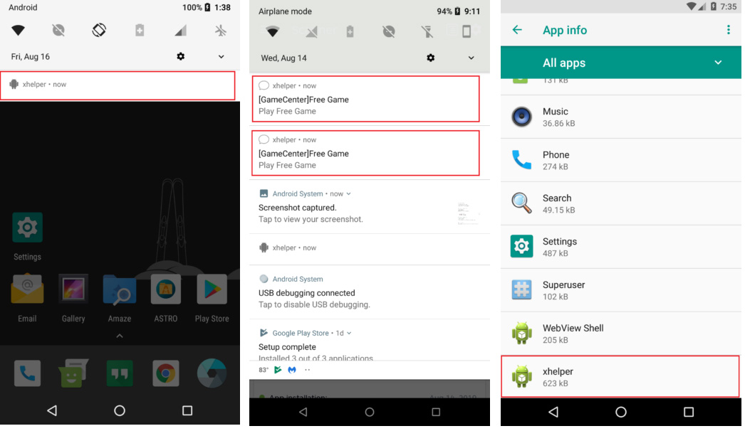 Malwarebytes a été en mesure d’intercepter xHelper lors de son installation. xHelper malware logiciel malveillant Android téléphone