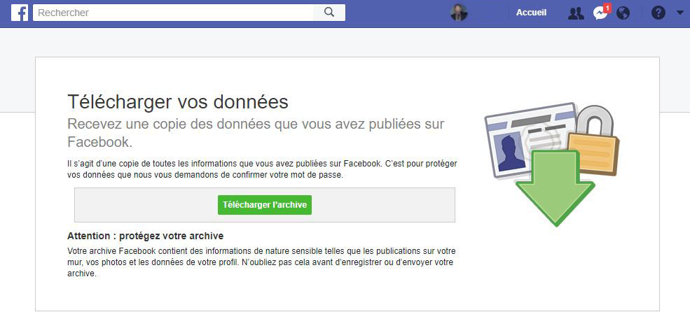 Facebook télécharger vos données