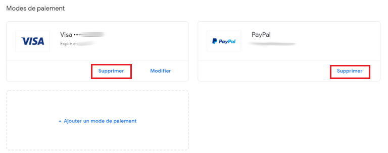 Google Pay comment retirer informations bancaires ordinateur