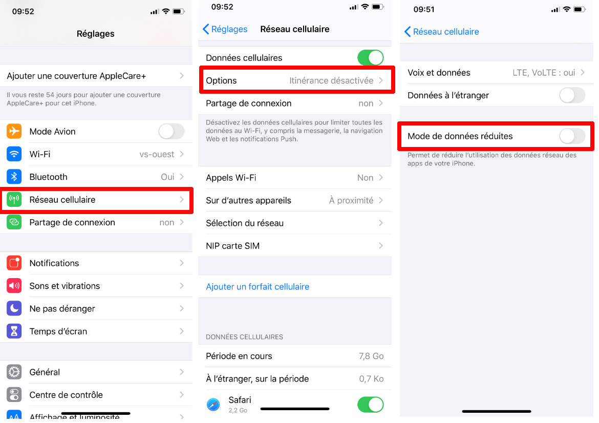Comment activer le mode de données réduites sur iPhone avec iOS 13