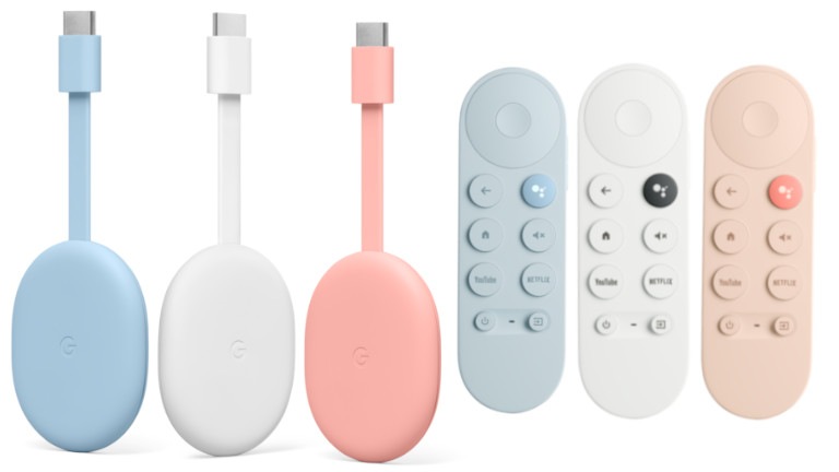 Chromecast Google TV différentes couleurrs