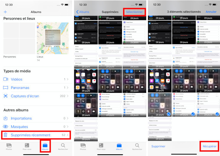 Comment récupérer photo vidéos supprimés iPhone iPad
