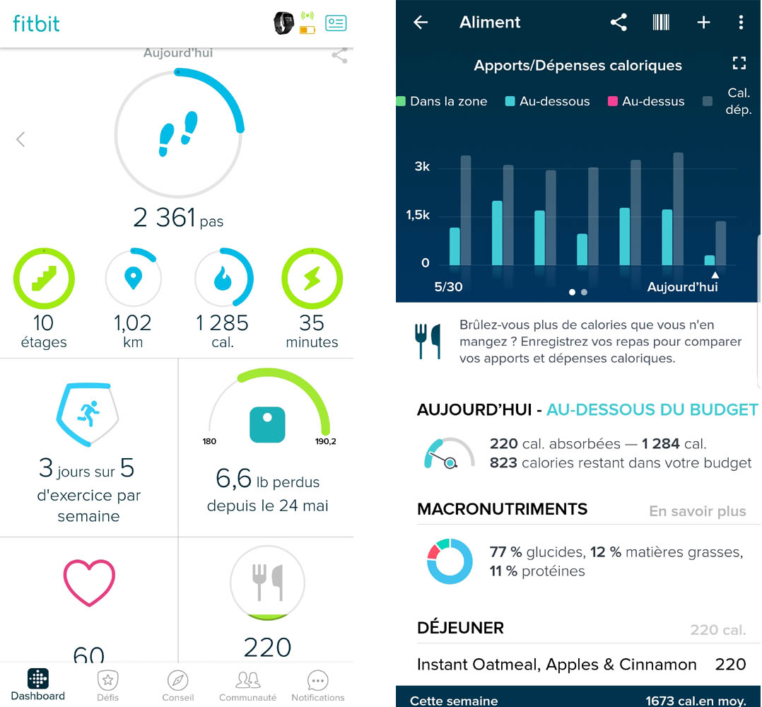 Fitbit Versa application montre intelligente