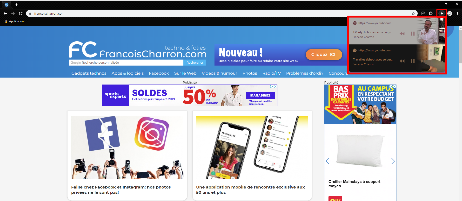 Google Chrome bouton multimédia control video musique