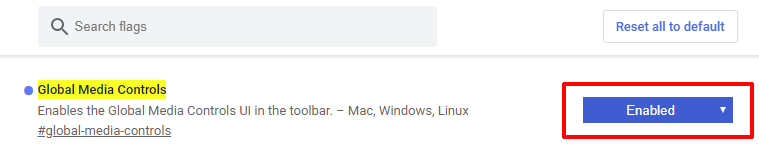 Voici comment activer la fonction Global Media Controls. Google Chrome Flags Global Media Controls