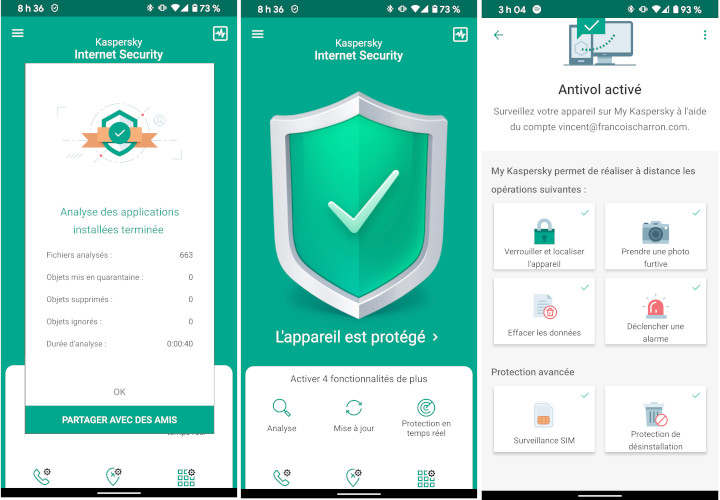 aspersky sur mobile nous protège des virus, mais aussi des voleurs. Kaspersky Premium mobile