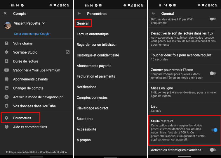 Mode restreint téléphone