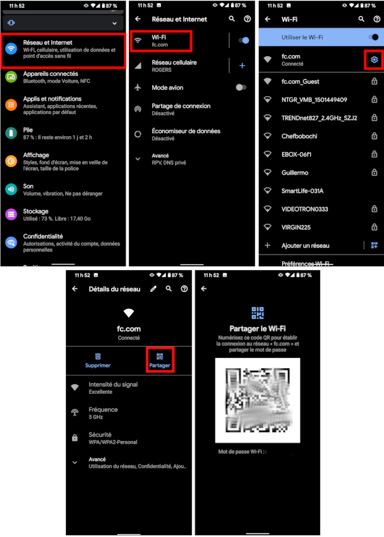 Générer code QR réseau Wi-Fi Android