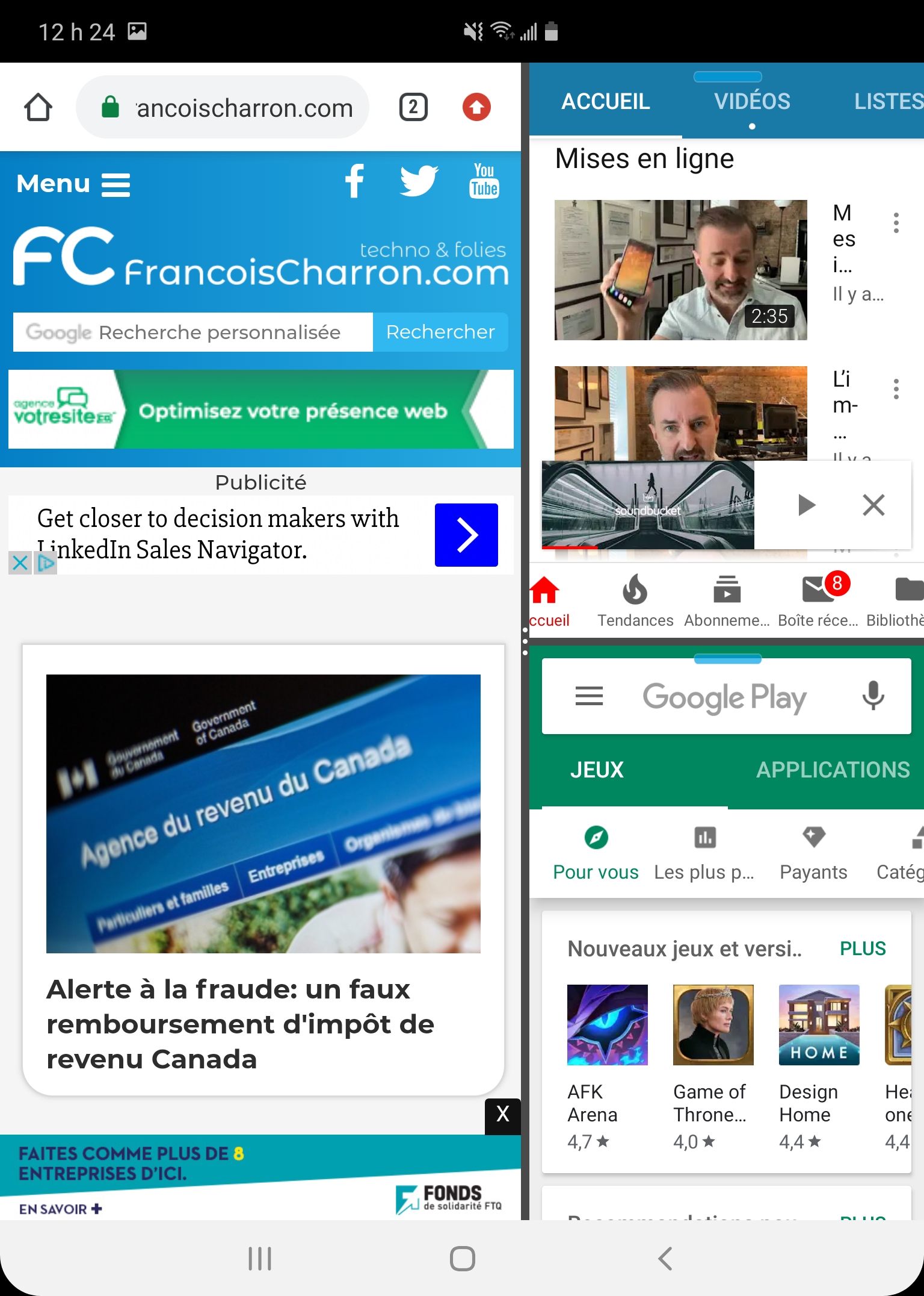 Samsung Galaxy Fold téléphone pliable multiapp 3