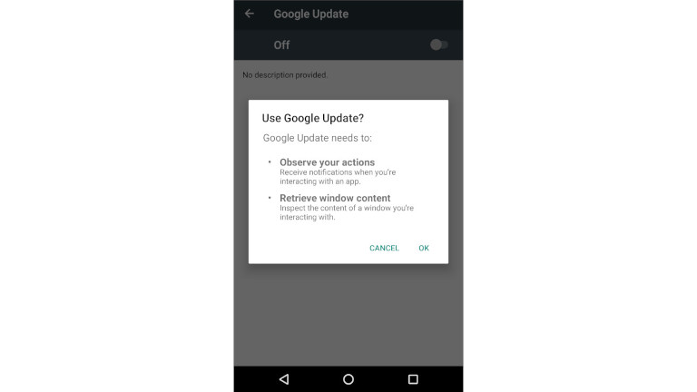Fausse autorisations Google Update