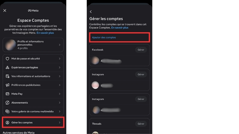 Voici comment regrouper des applications Meta sous un même compte.