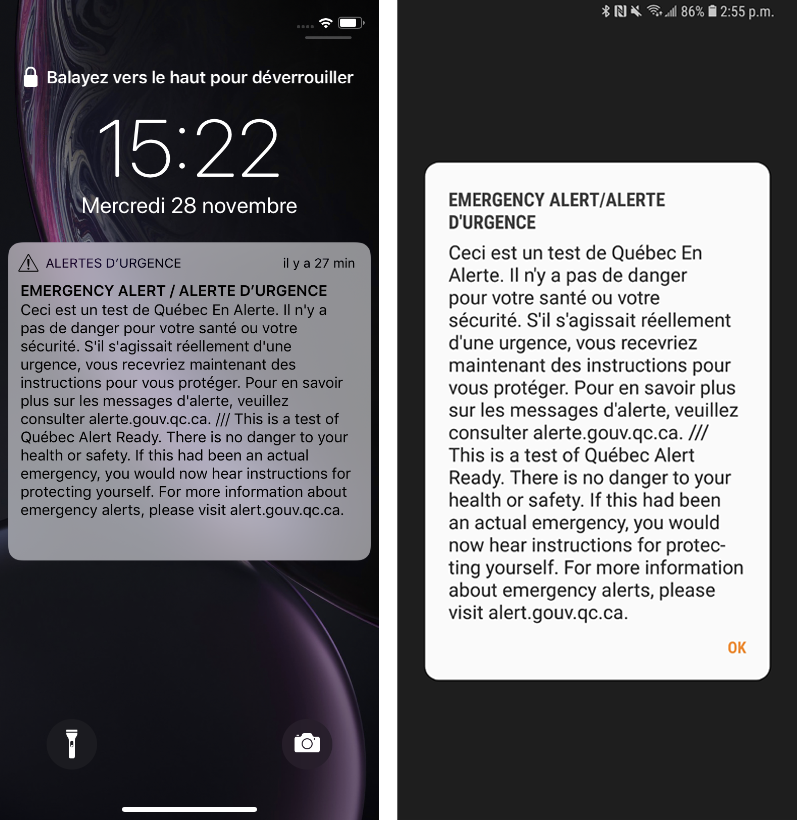 Alertes urgences iPhone Android CRTC Canada