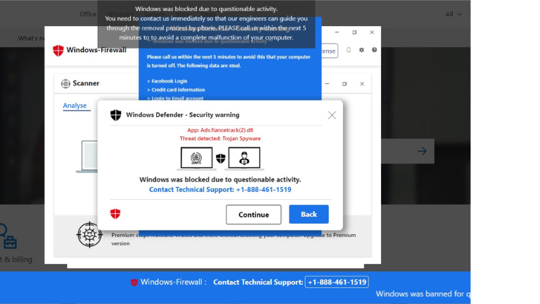 aperçu fenêtre tentative fraude hameçonnage Microsoft