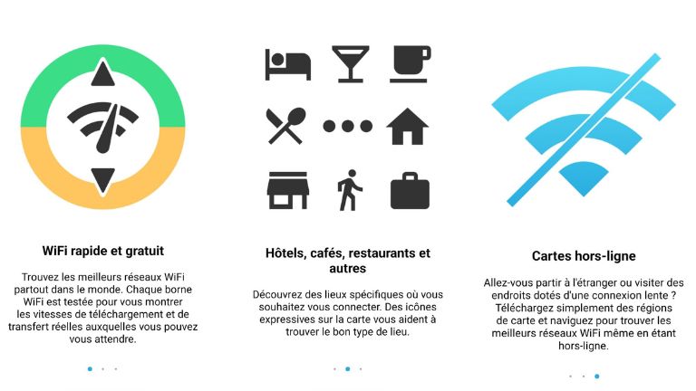Un aperçu du tutoriel des fonctionnalités de l’app WiFi Finder, très intuitive à utiliser. aperçu Wifi Finder tutoriel app facile et intuitive