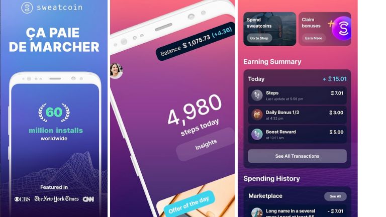application Sweatcoin alléchante marketing efficace