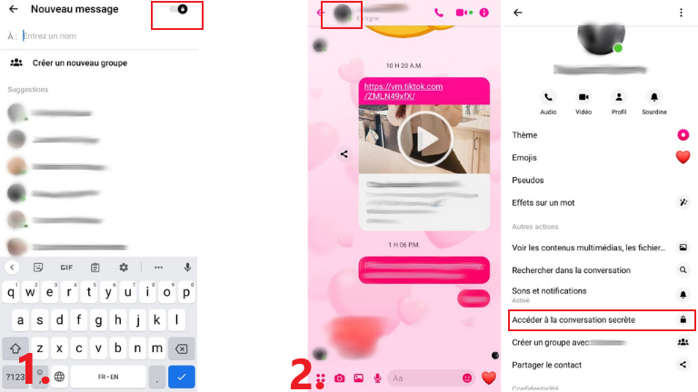 comment débuter conversation Messenger chiffrée mobile