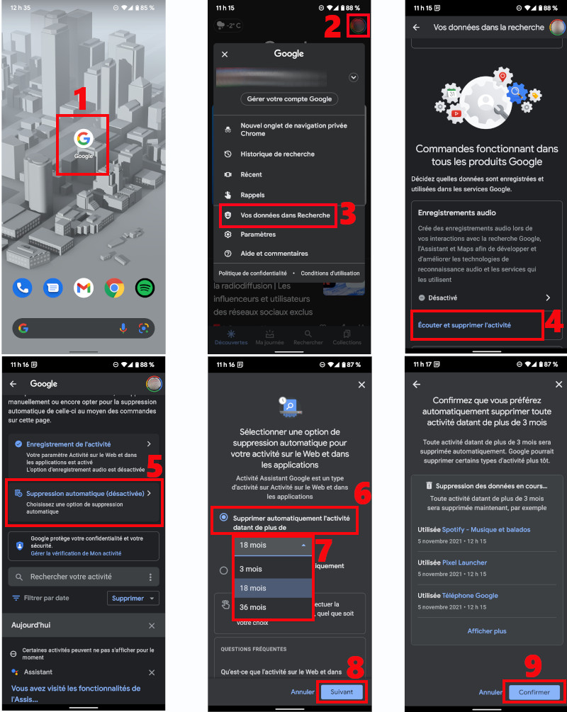 Comment supprimer automatiquement activité Google